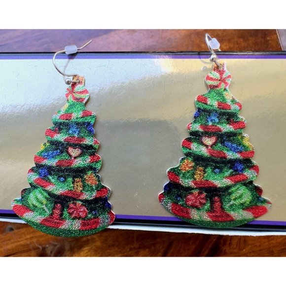 Old Fashioned Christmas Tree Earrings Handmade Jewelry Dangle Hooks New… - Picture 4 of 12